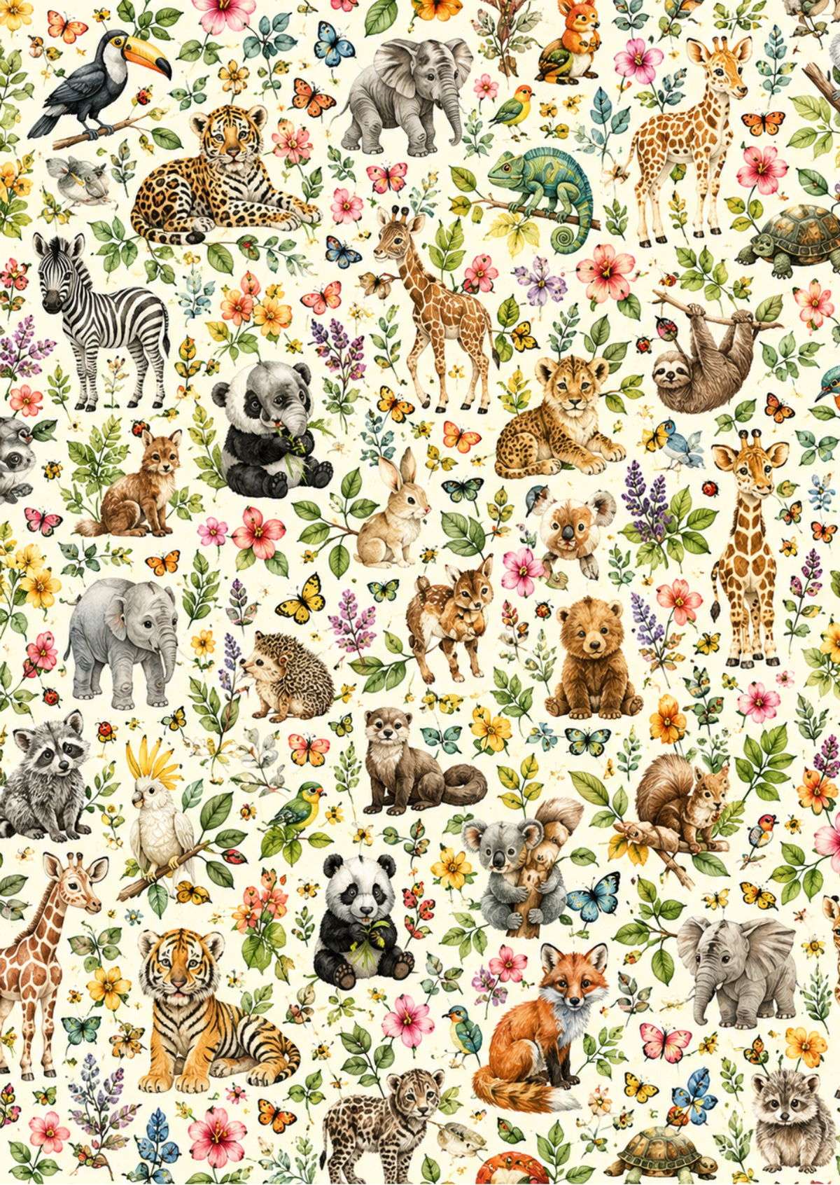 Feuilles de Transfert animaux savanes